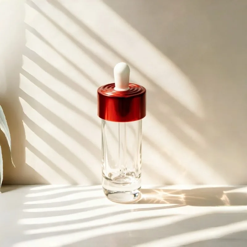 Clear Glass Dropper Bottle with Red Cap