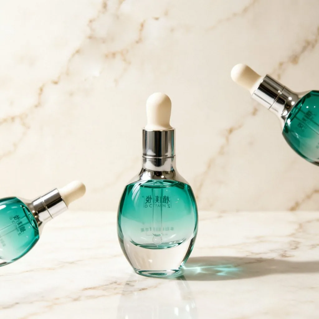 Aqua Blue Glass Serum Dropper Bottle