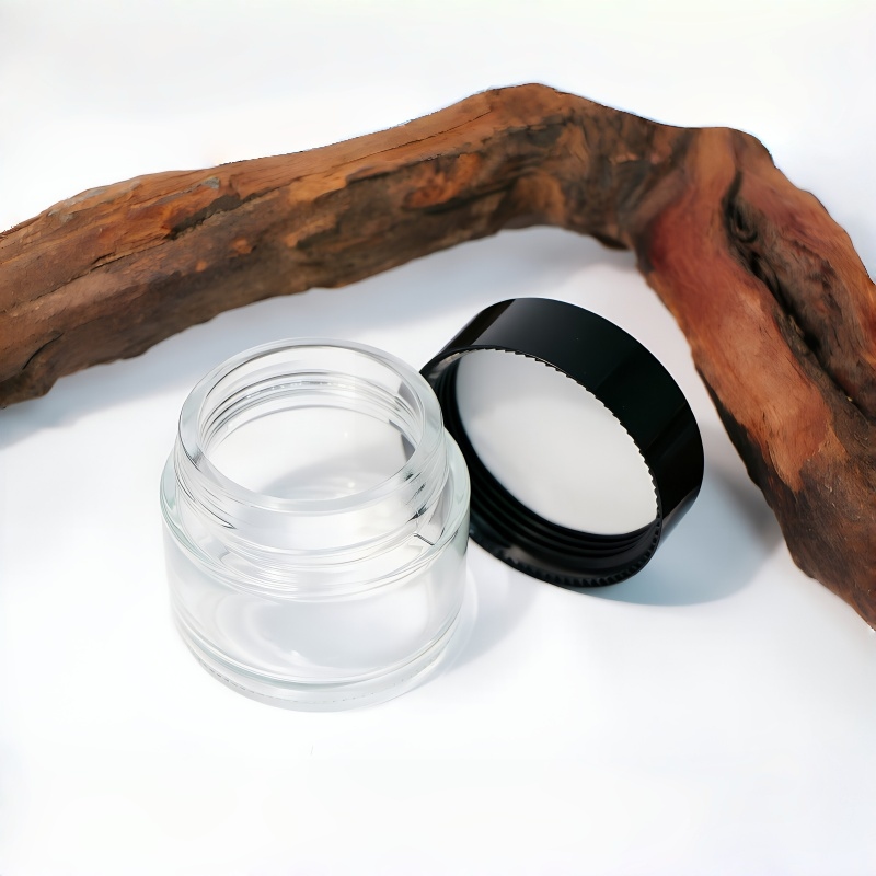 Wide Mouth Glass 크림 용기 포함 Black Lid