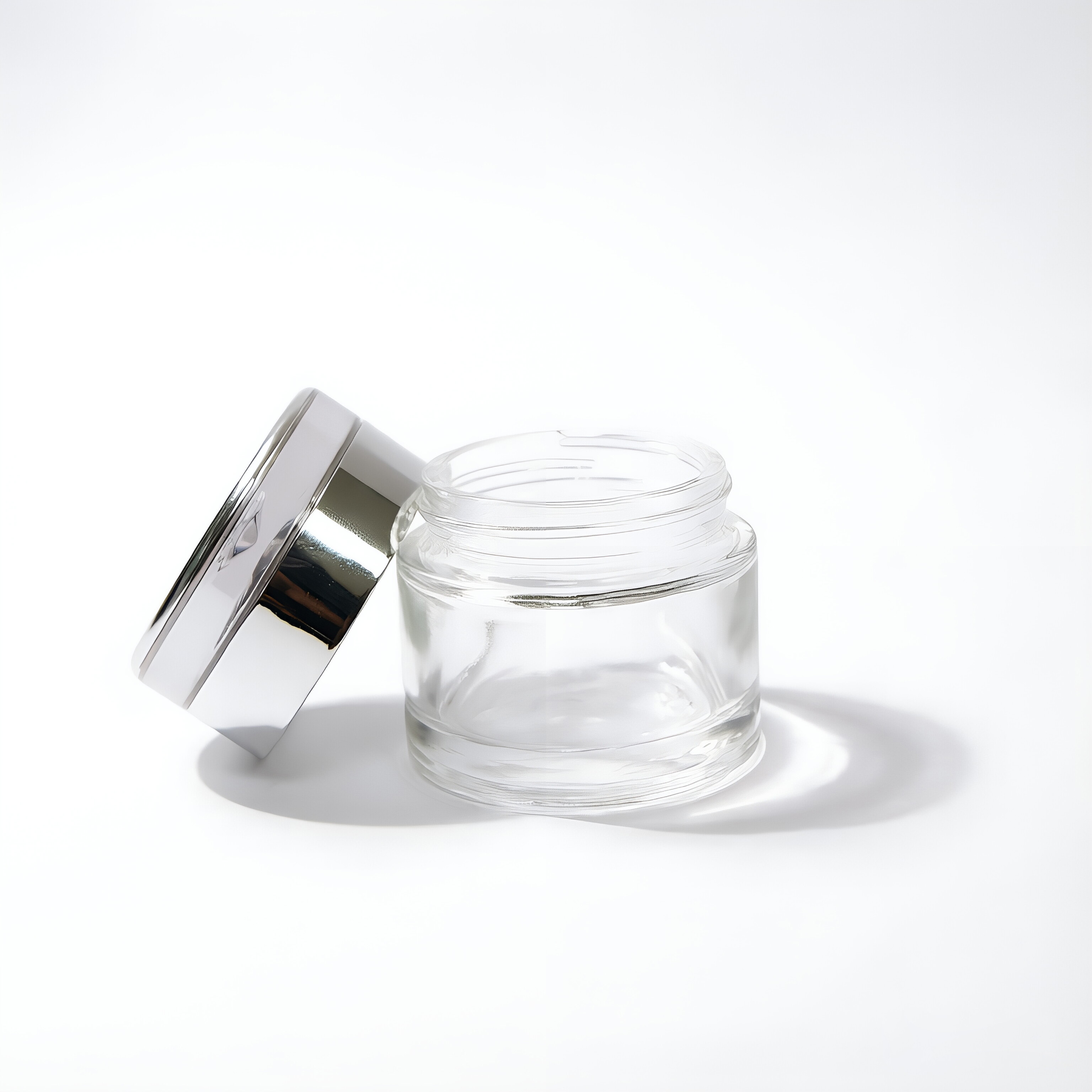 klar Glass Cremetiegel mit silver Lid