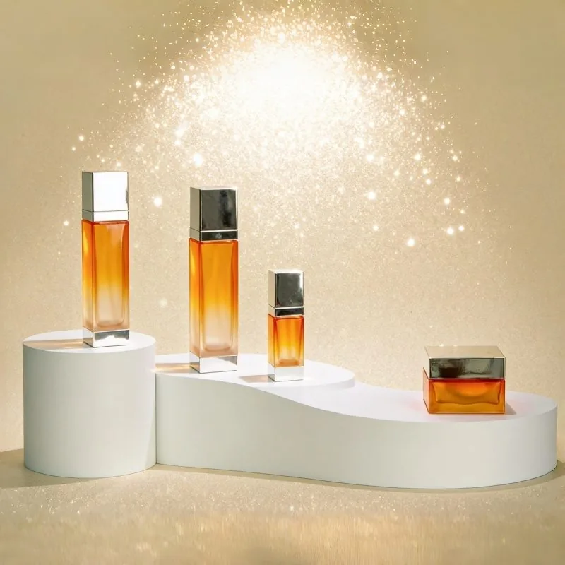 30g 50g Glass Empty Cream Jar Square Cosmetic Bottle