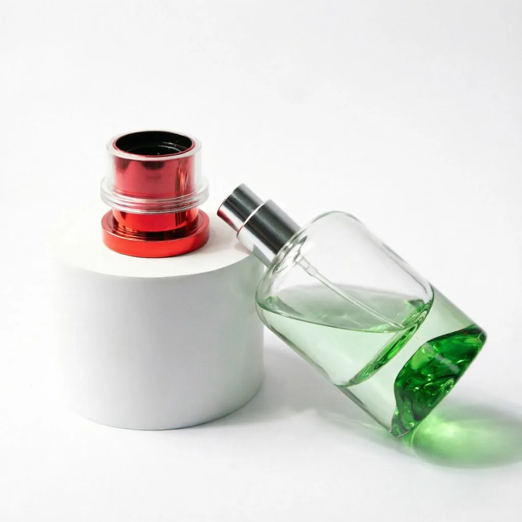 Creative Mountain Landscape Glass Perfume Bottle with Red Cap 50ml