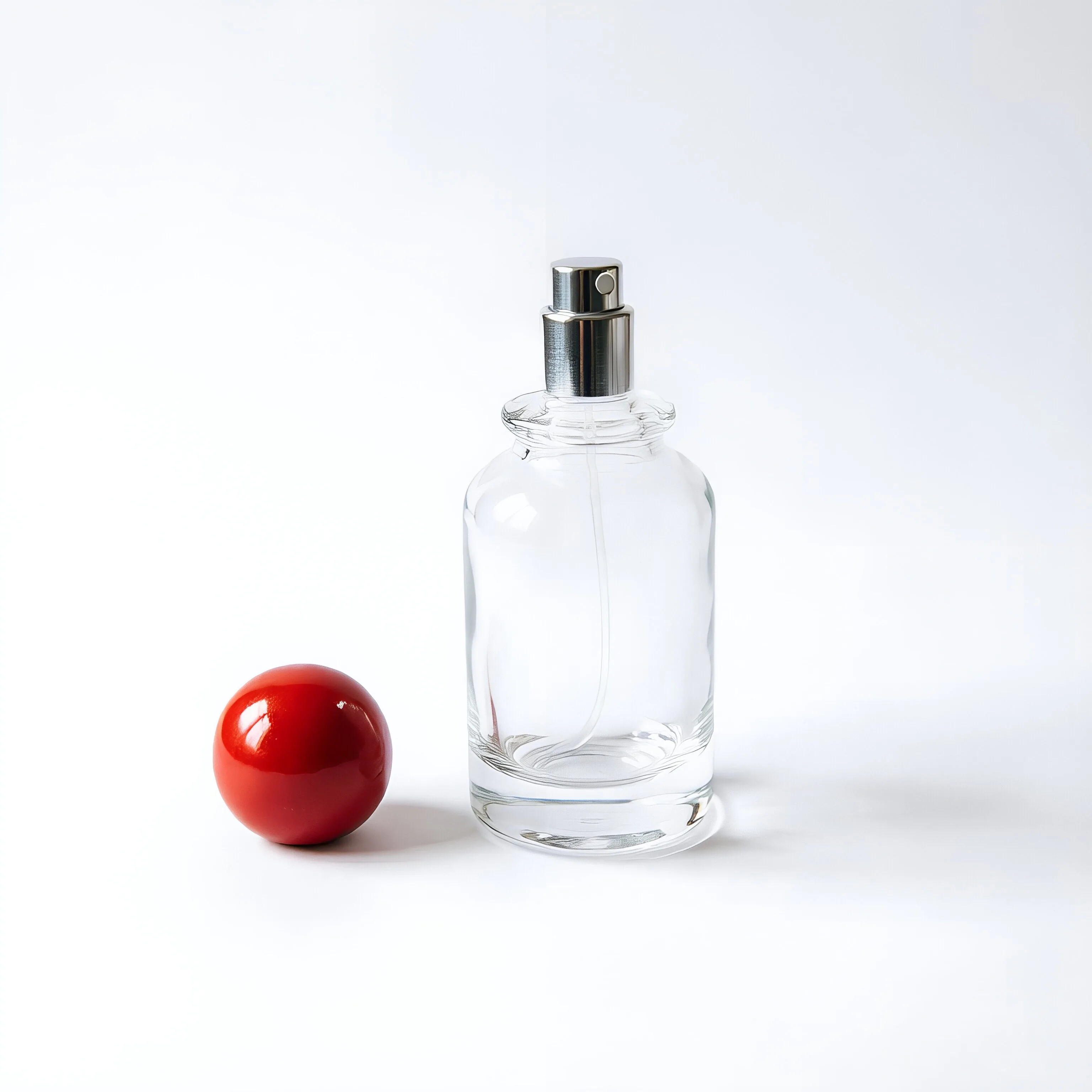 Clear Round Glass Perfume Bottle with Colorful Ball Cap 30ml 50ml 100ml