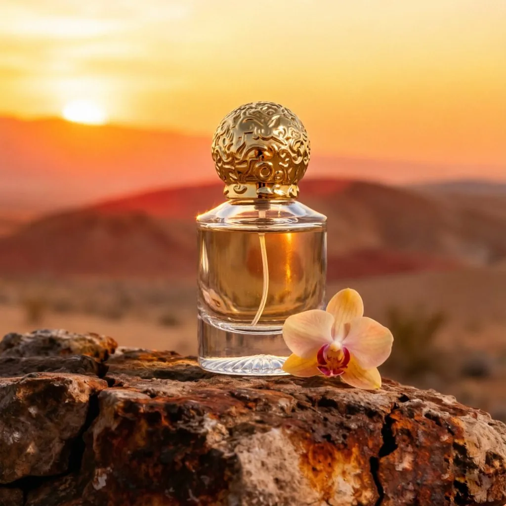 Embossed Square Glass Parfümflasche mit Gold Ball Cap 50ml