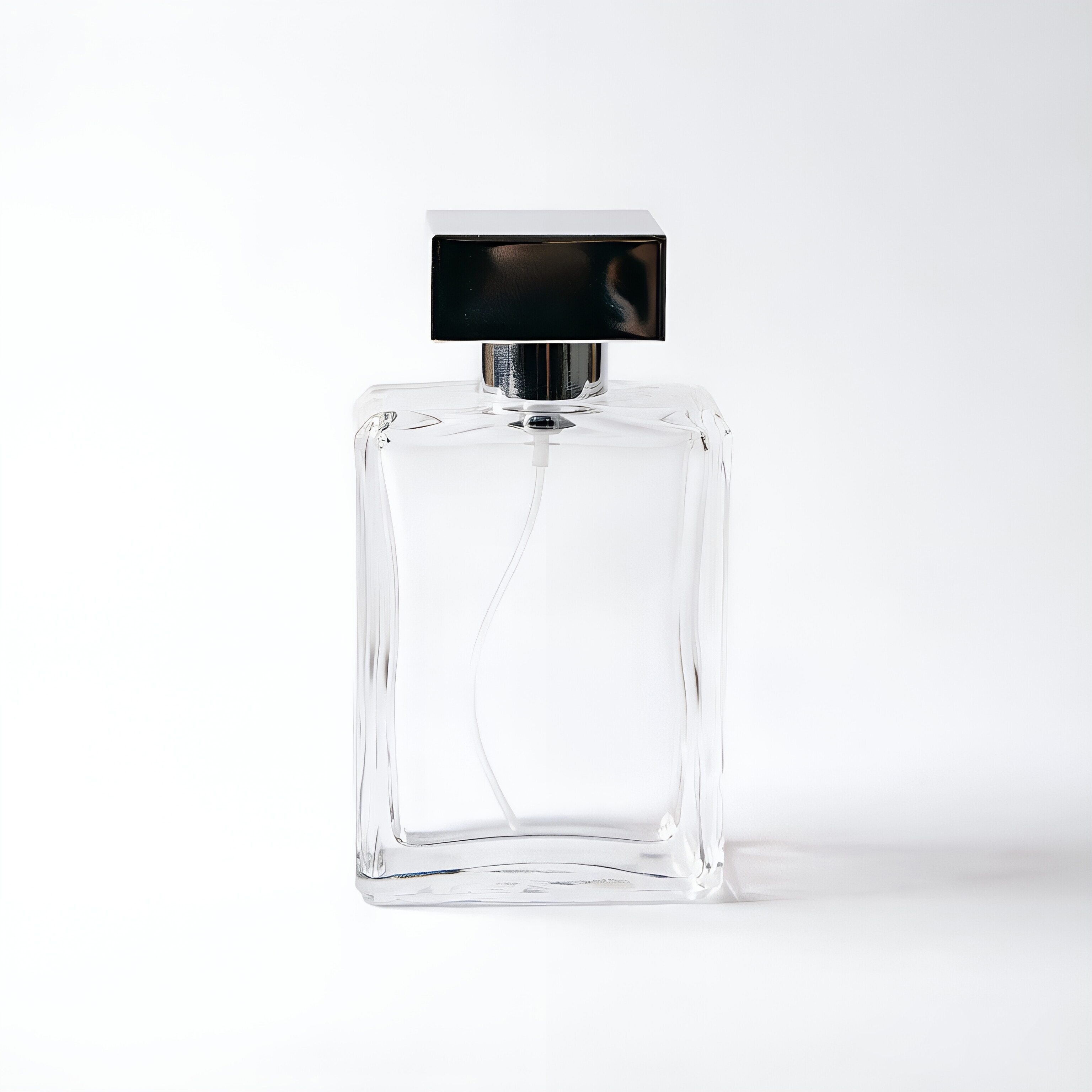 lear Square Glass Perfume Bottle with Silver Cap 100ml