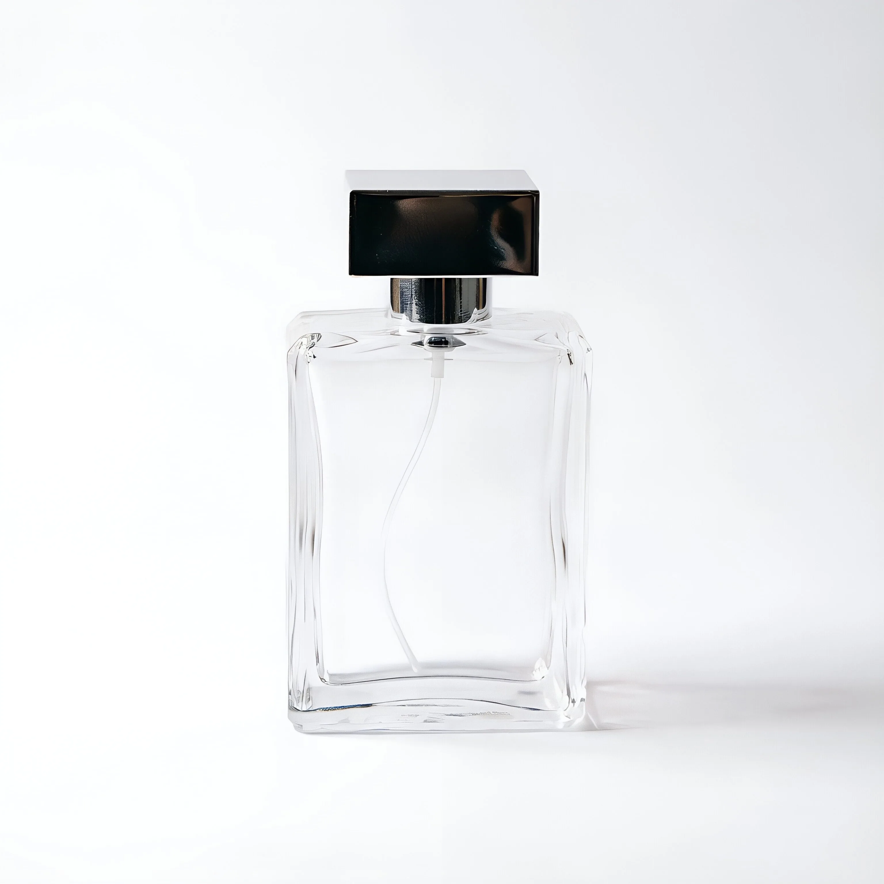 lear Square Glass Perfume Bottle with Silver Cap 100ml