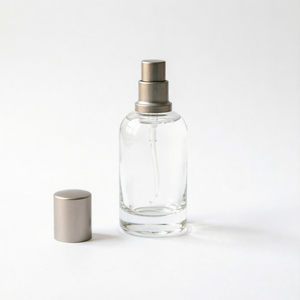 Oval Clear Glass Perfume Bottle with Metallic Cap 15ml 30ml 50ml 100ml