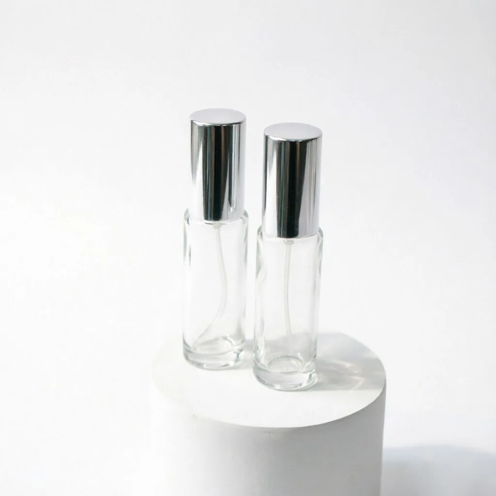 Mini Square Glass Perfume Bottle with Silver Spray Pump 5ml 8ml 15ml 30ml