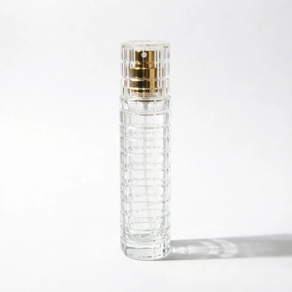 Vertical Ribbed Glass Perfume Bottle with Gold Cap 50ml