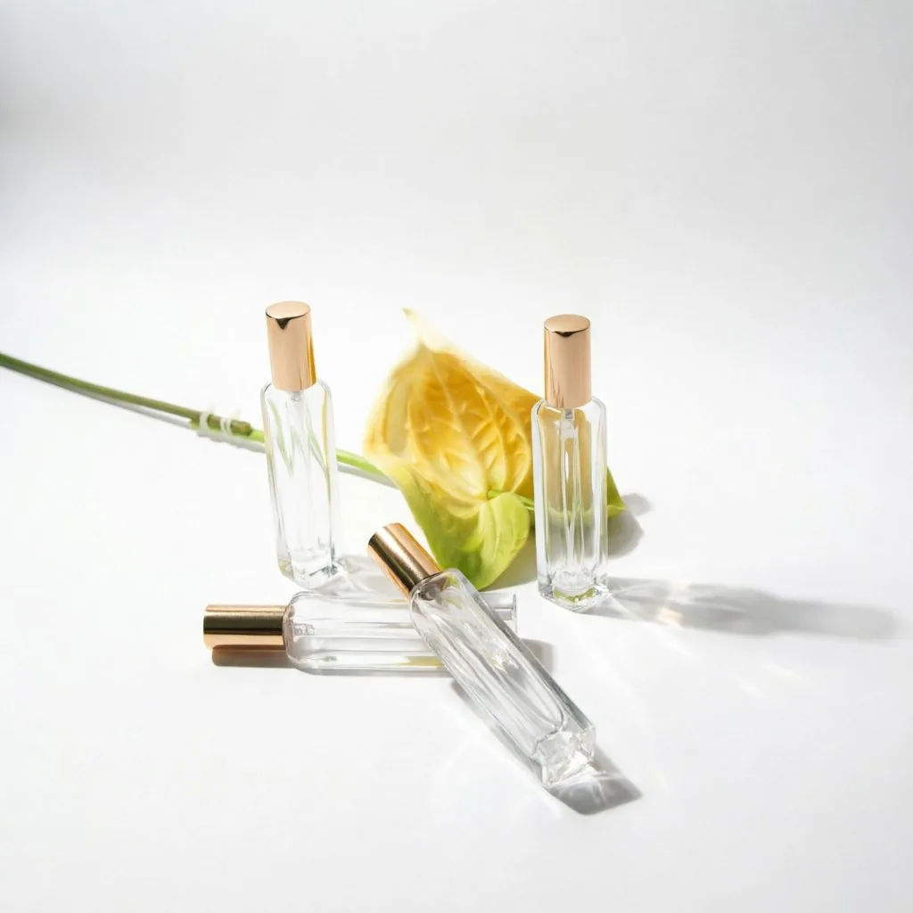 Beveled Rectangular Glass Perfume Bottle with Gold Cap 5ml 8ml 15ml 30ml 50ml