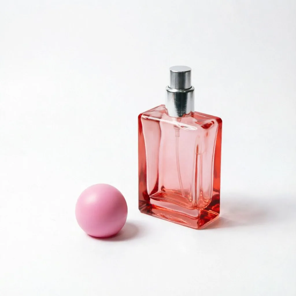 Pink Square Glass Perfume Bottle with Ball Cap 50ml