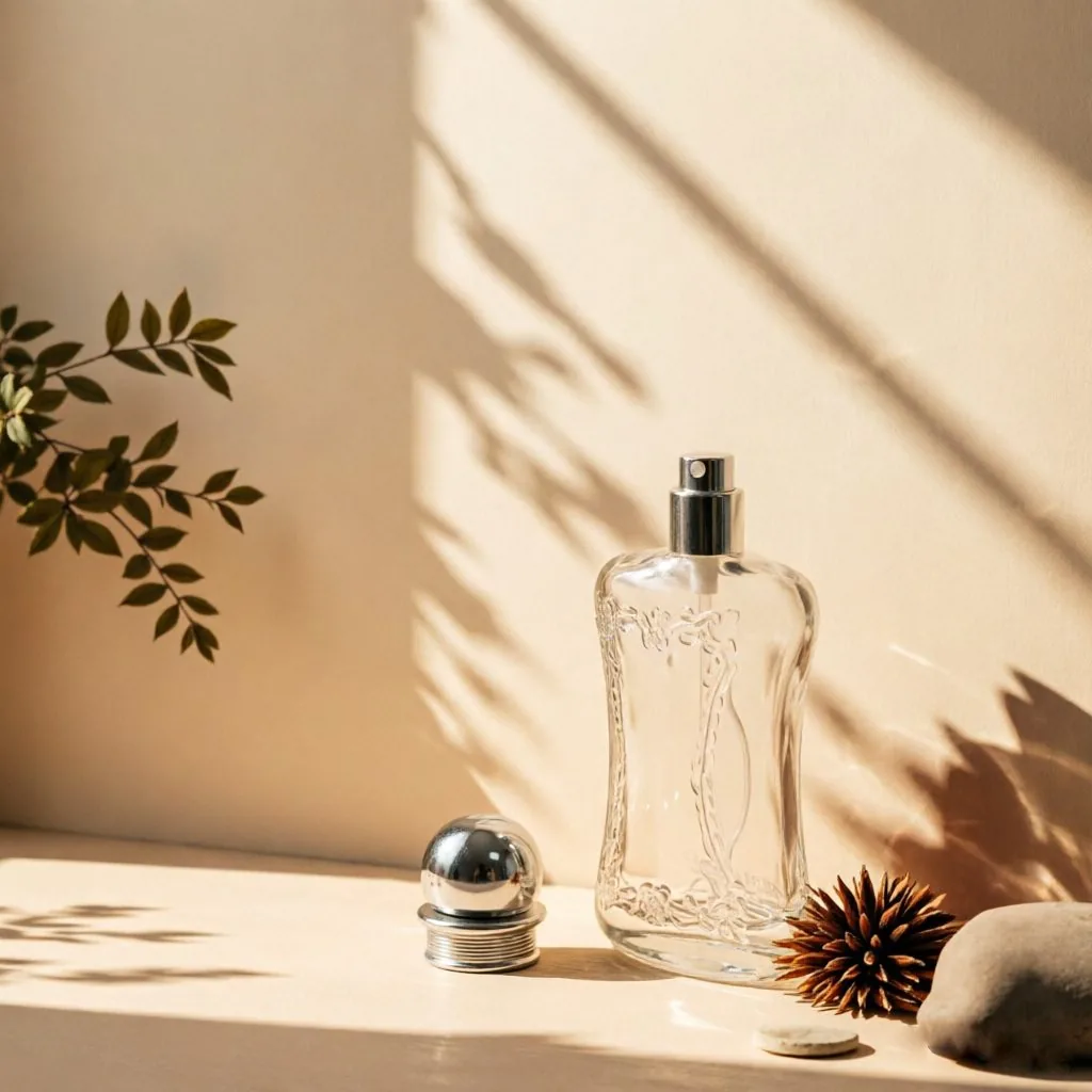 Curved Embossed Glass 향수 병 포함 Silver Ball Cap 50ml