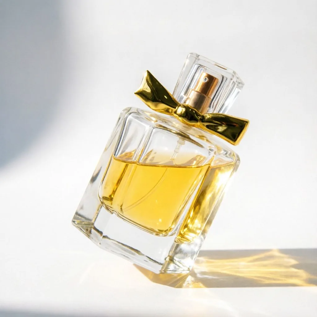 Thick Bottom Square Glass Perfume Bottle with Gold Bow Cap 50ml